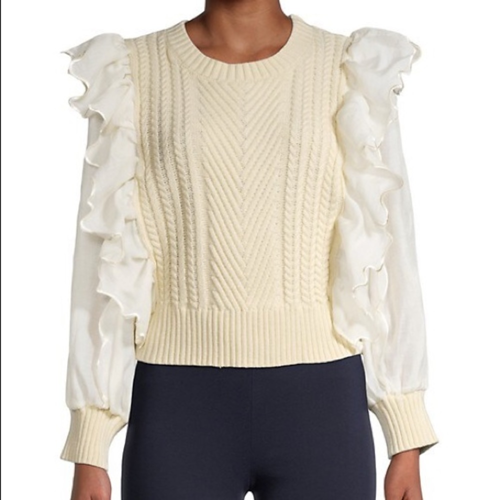 Avantlook / Saks Fifth Ave / Ivory Ruffle Sweater